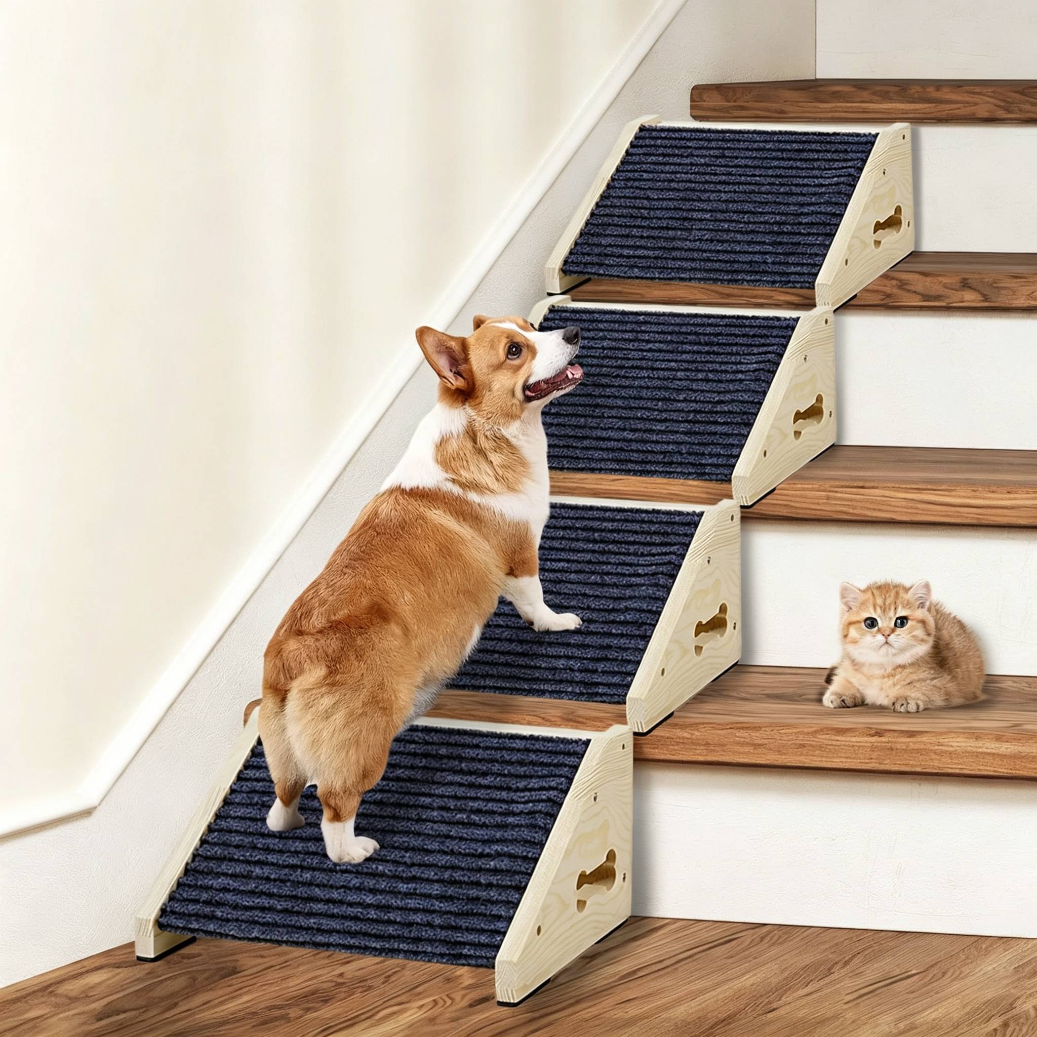 Calming Dog Bed - Escaliers et rampes en bois antidérapants